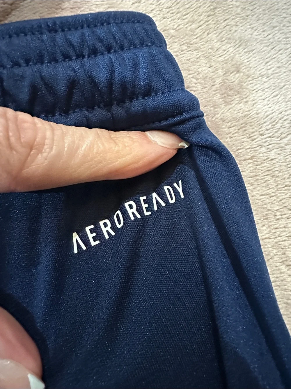adidas Navy Performance Athletic Shorts with Logo- youth small